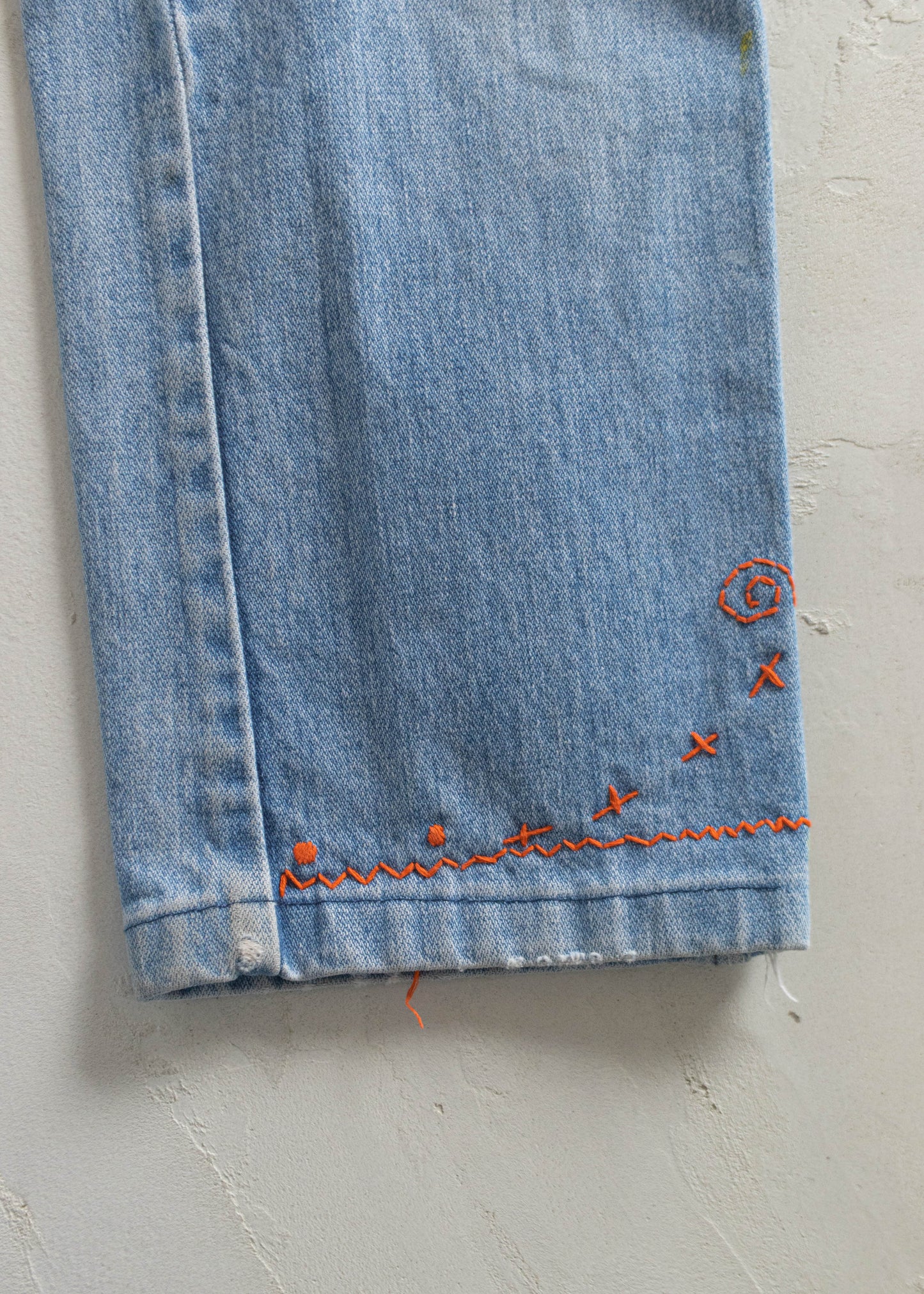 Vintage 1970s GWG Lightwash Embroidered Jeans Size Women's 26 Men's 30