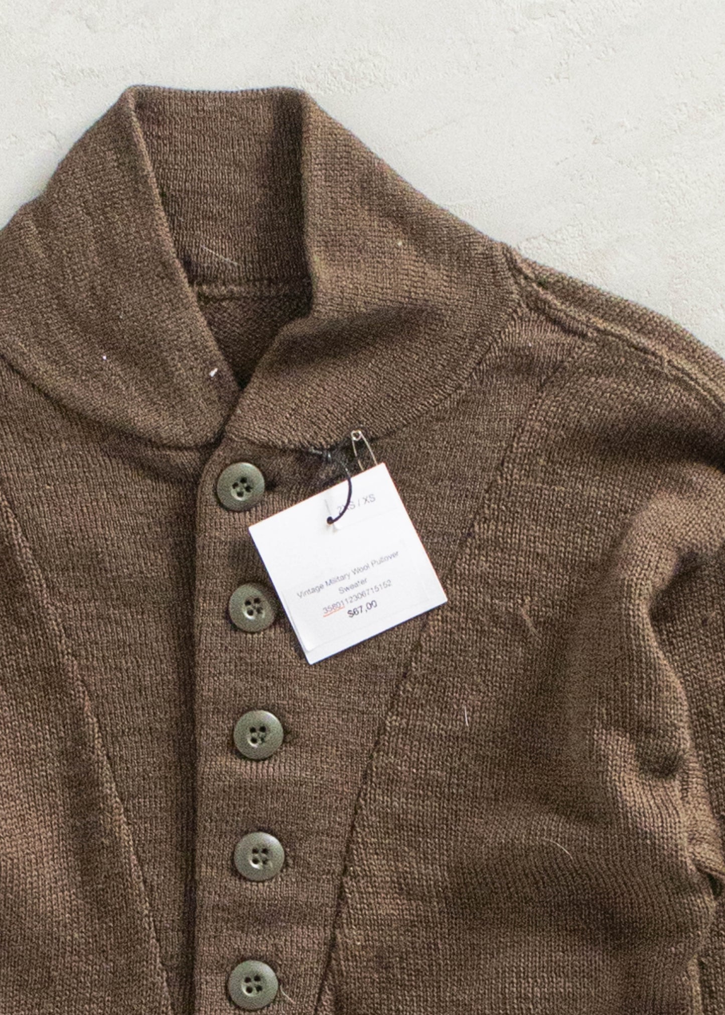 Vintage 1980s Military Issue Wool Pullover Knit Size 2XS/XS