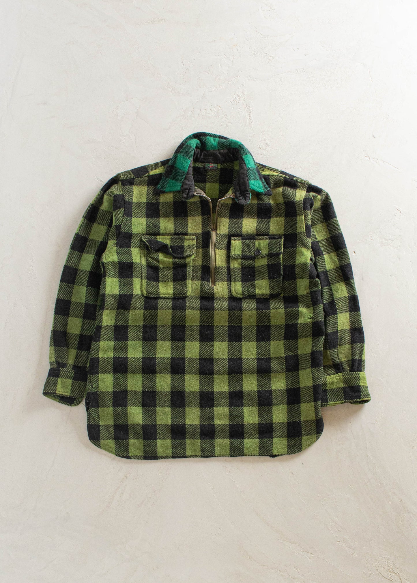 Vintage 1940s 5 Brothers Half Zip Flannel Shirt Size M/L
