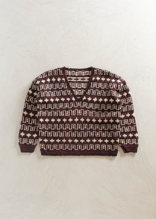 1980s Geometric Pattern Pullover Sweater Size M/L