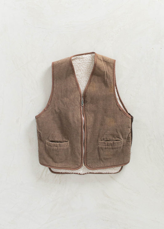Vintage 1980s Sherpa Lined Corduroy Vest Size XS/S