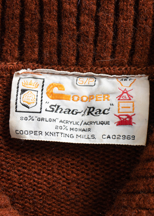 Vintage 1970s Cooper Shag Rag Zip Up Cardigan Size XS/S