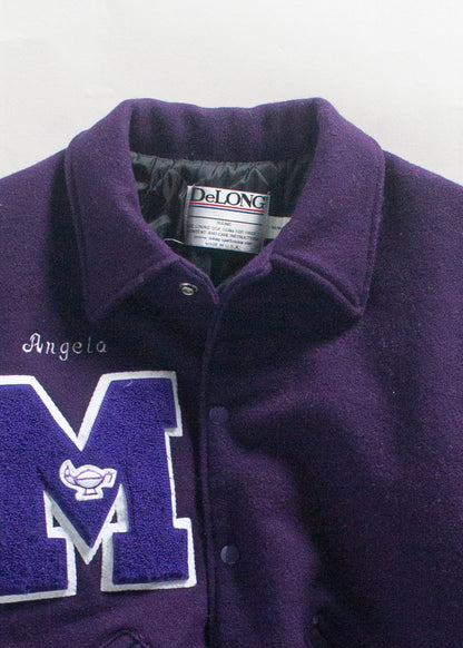 Vintage 1980s DeLong "Marinette Athletics" Varsity Letterman Jacket Size M/L
