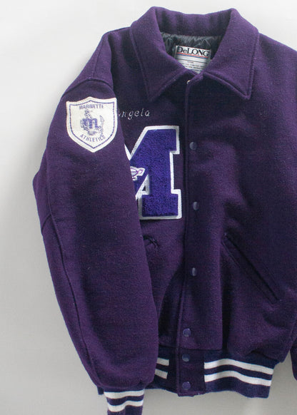 Vintage 1980s DeLong "Marinette Athletics" Varsity Letterman Jacket Size M/L