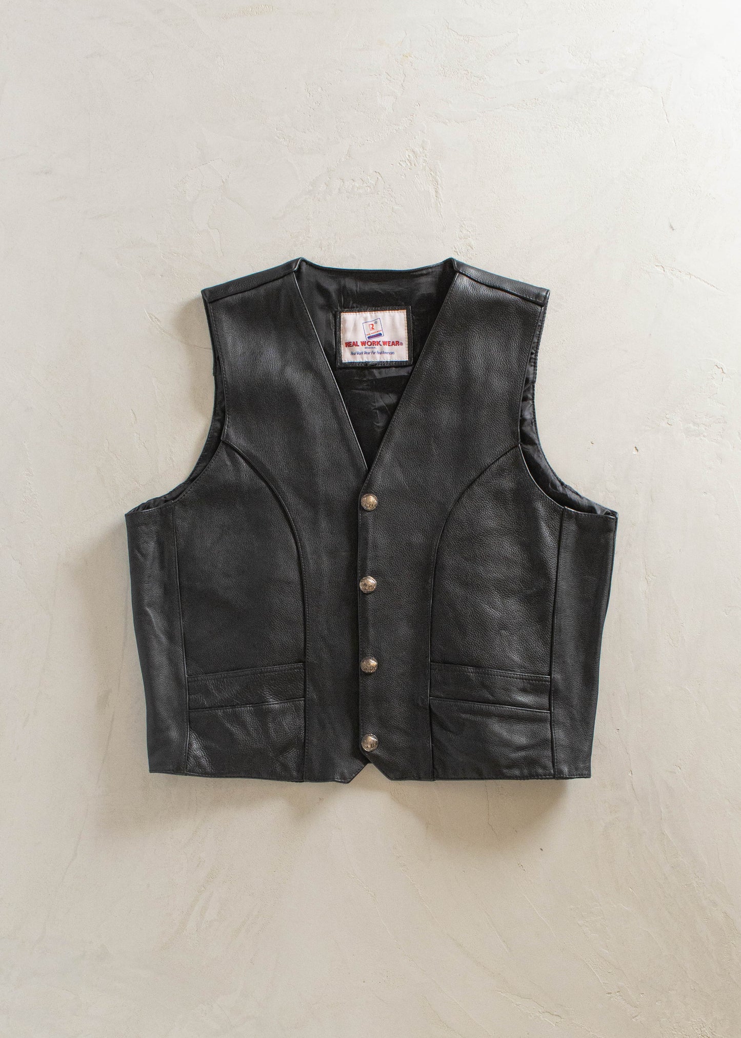 1980s Real Work Wear Harley Davidson Leather Vest Size L/XL