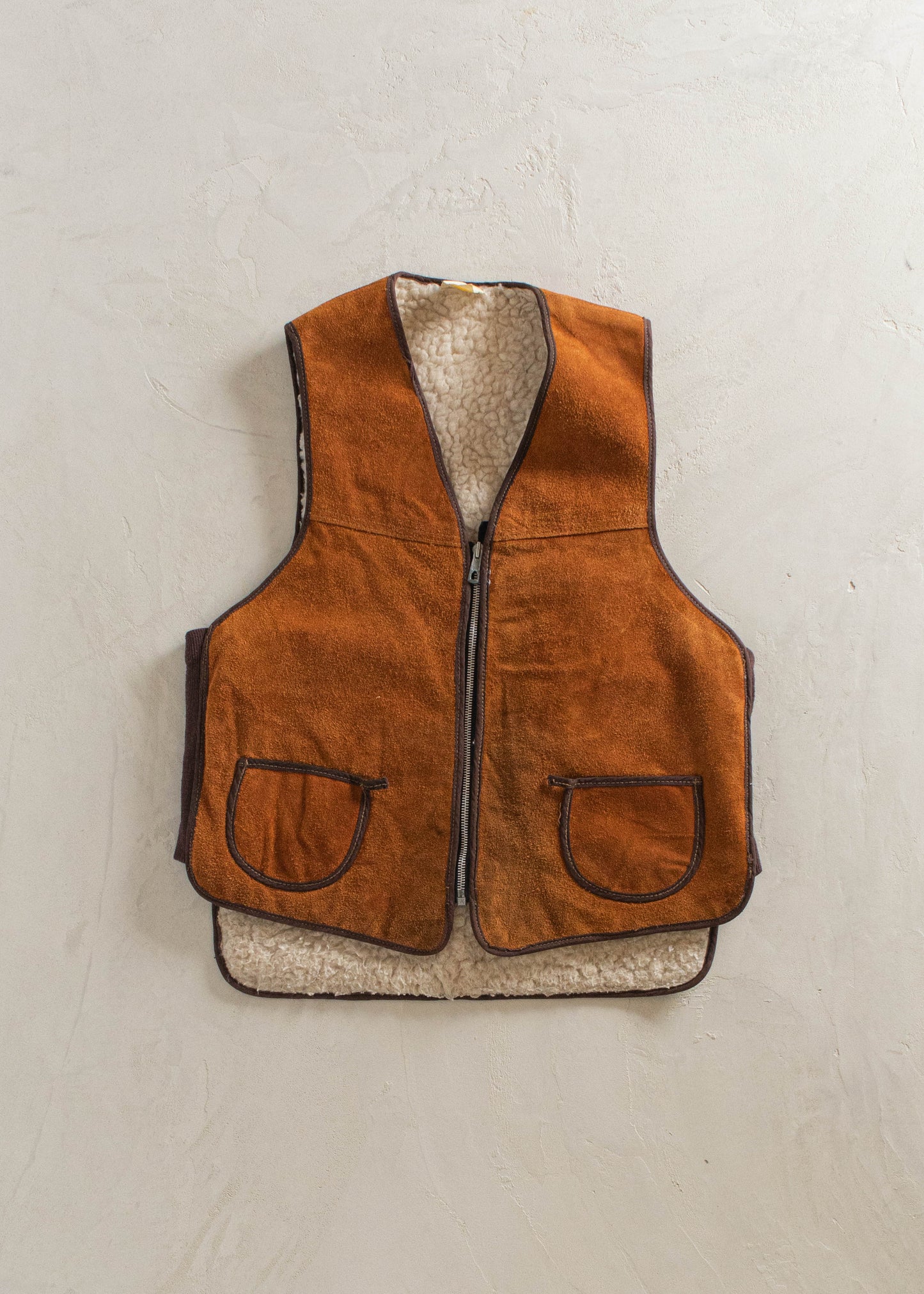 1970s Sherpa Lined Suede Vest Size S/M
