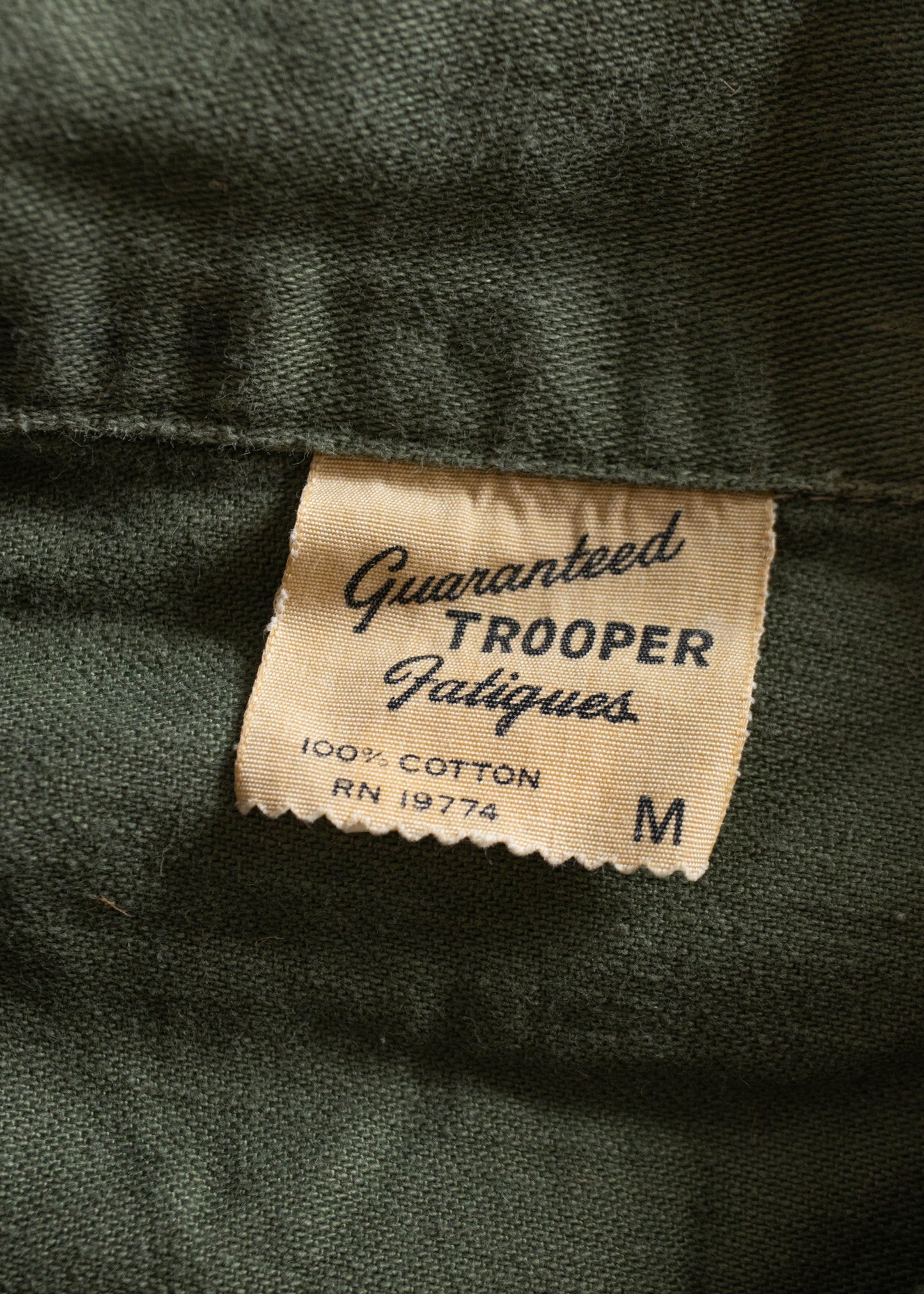 1970s Guarenteed Trooper Fatigues OG 107 Type lll Fatigue Shirt Size S/M