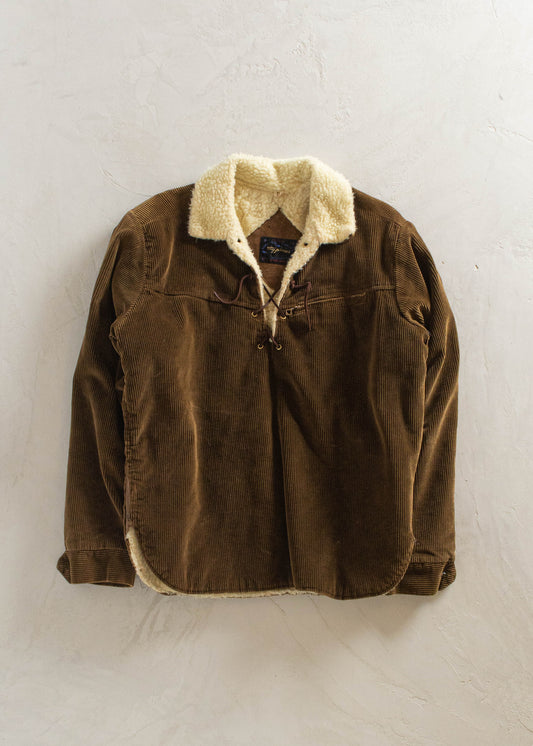 1970s Matt Andrews Shearling Lined Corduroy Pullover Jacket Size S/M