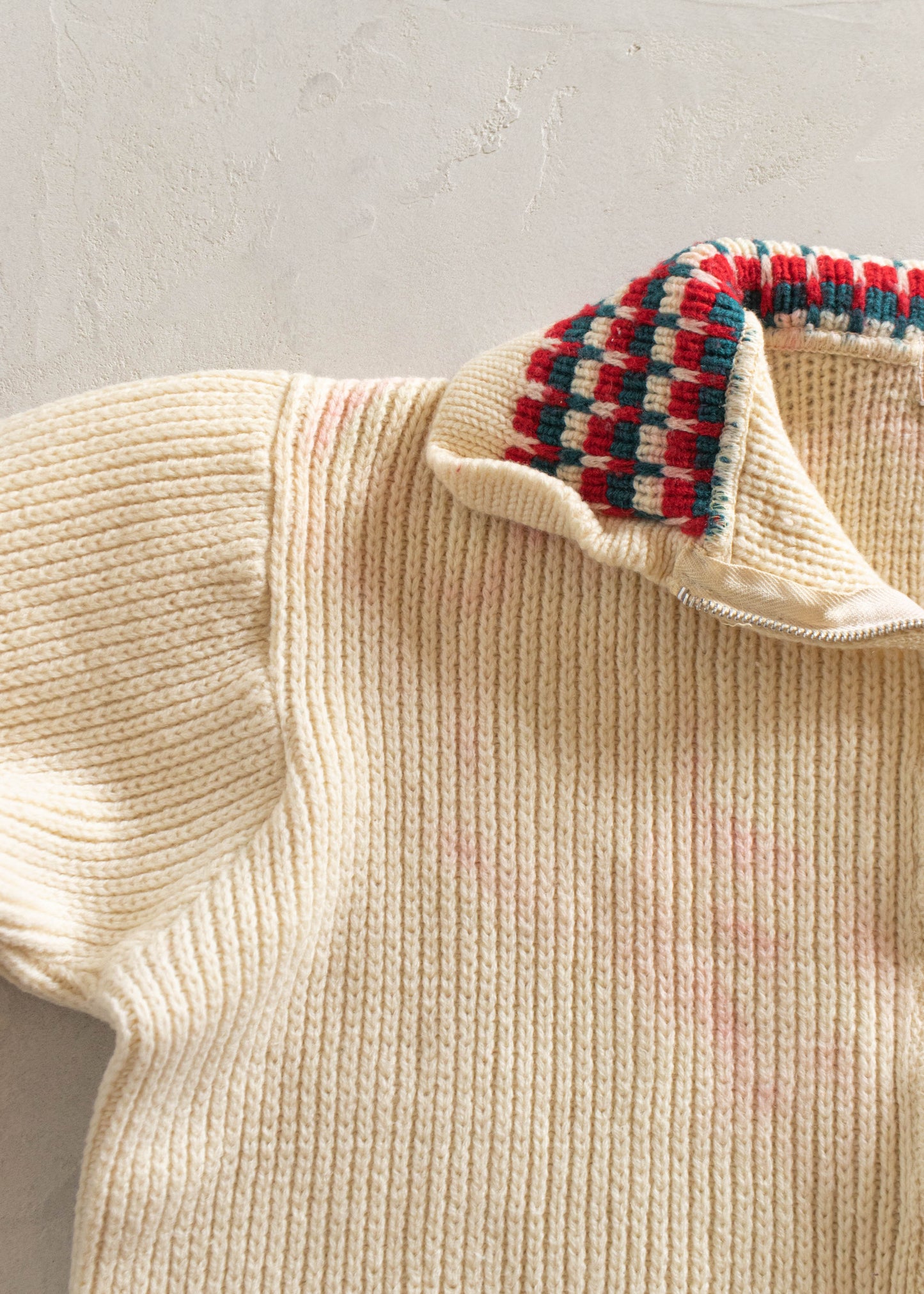 1980s Champion Knitting Mills Geometric Pattern Wool Cardigan Size S/M