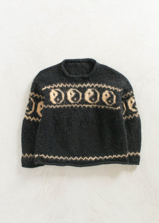 Vintage 1990s Yin and Yang Wool Pullover Sweater Size S/M