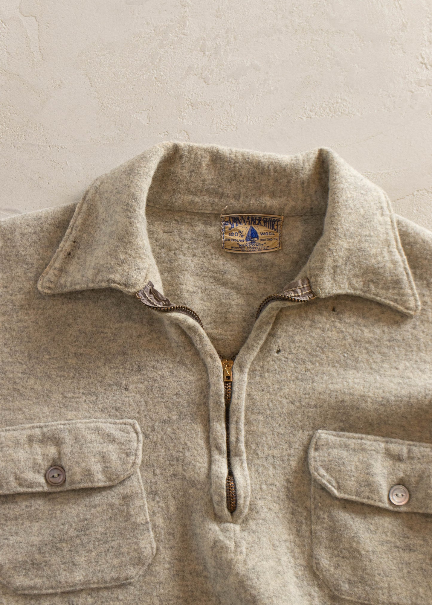 1940s Spinnaker Shirt Half Zip Wool Sweater Size M/L