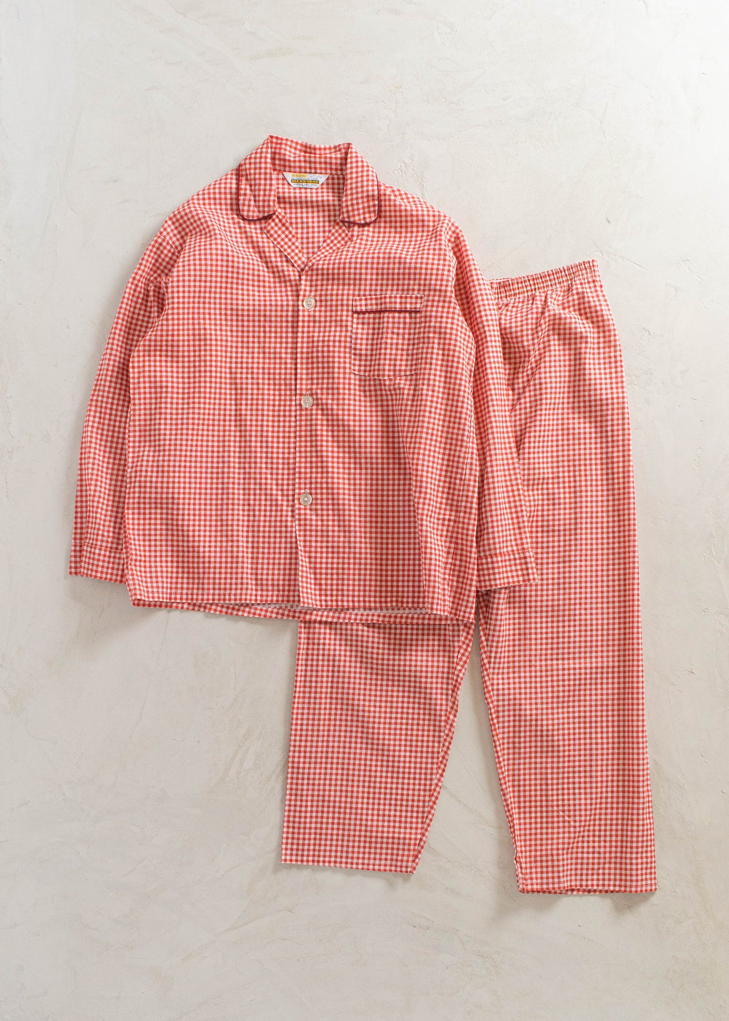 1970s Grants Menswear Plaid Pattern Pajama Set Size M/L