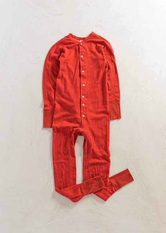 1980s Wool Blend Union Suit Onesie Pajamas Size 2XS/XS