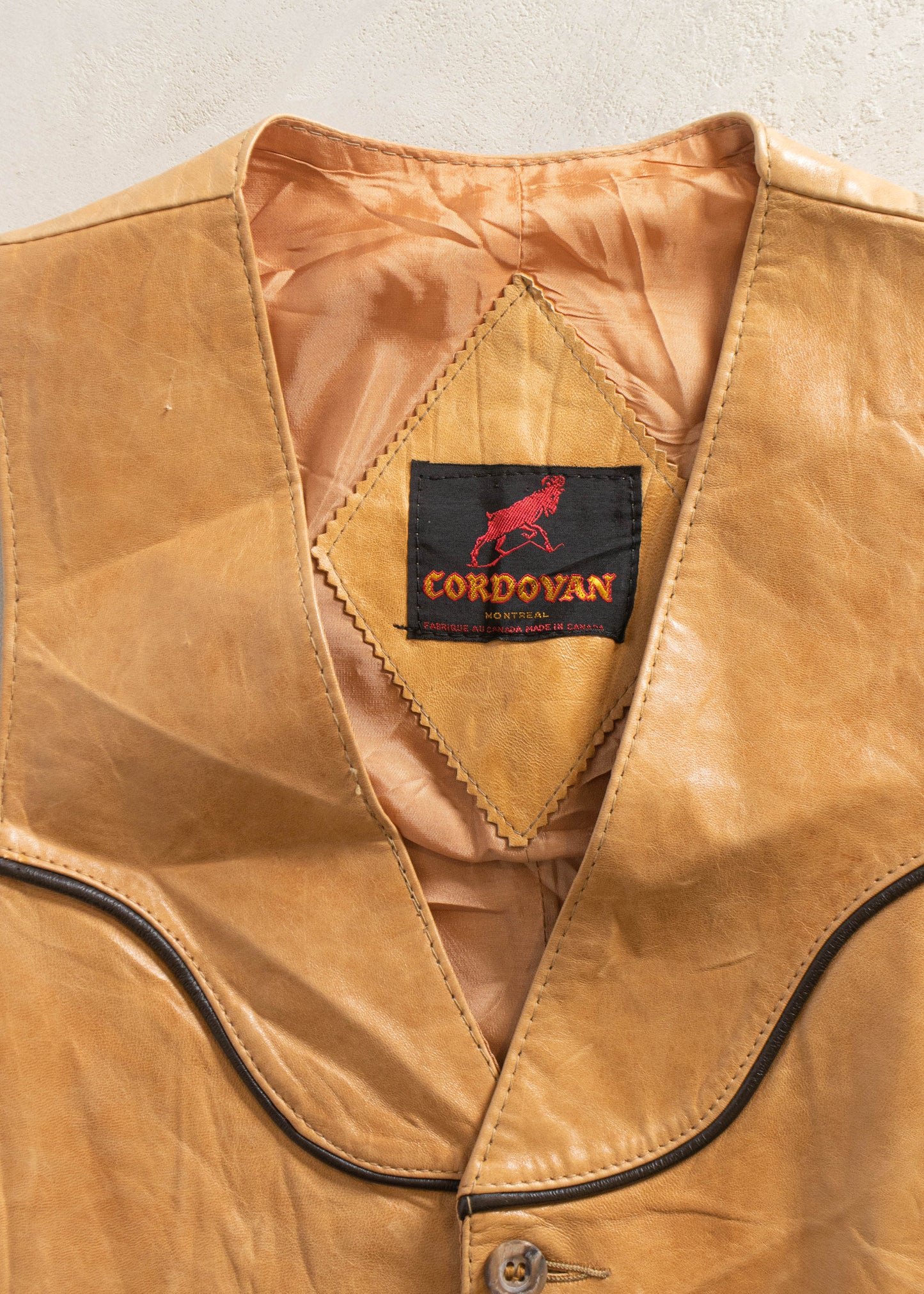 1980s Cordovan Montreal Leather Suit Vest Size S/M