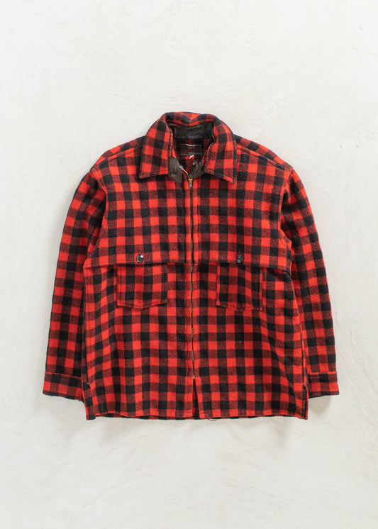 Vintage 1970s Johnson Woolen Mills Wool Flannel Zip Up Shirt Size M/L
