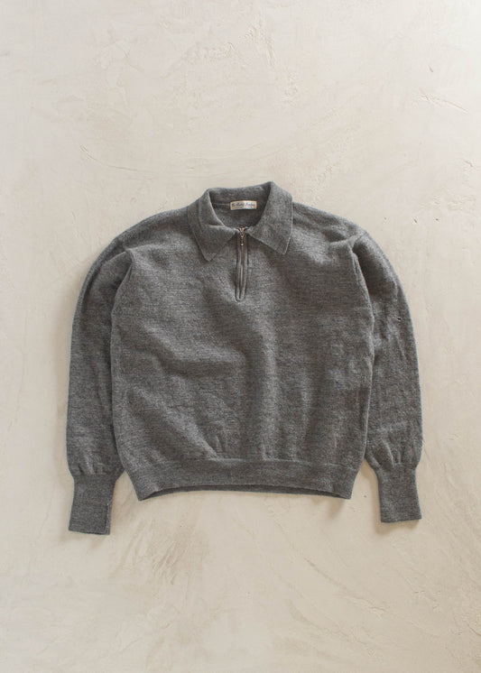 1980s Wool 1/4 Zip Pullover Sweater Size S/M