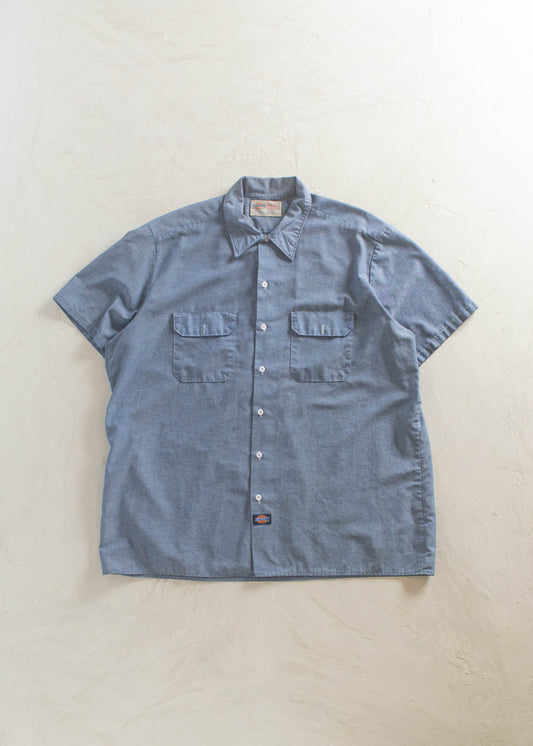 Dickies Chambray Short Sleeve Button Up Shirt Size L/XL
