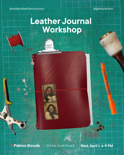 Leather Journal Workshop with West End Leather and Gelsey Latonio at Palmo Goods