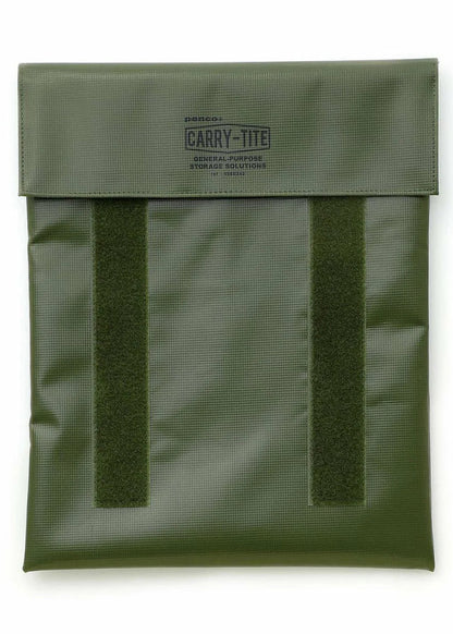 Green laptop case with 'CARRY-TITE' branding on a white background