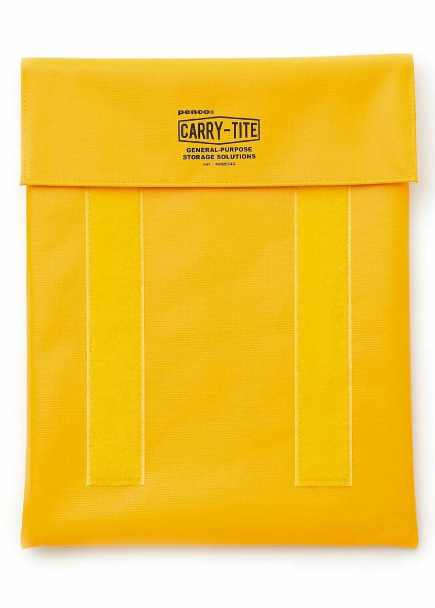 Yellow laptop case with 'CARRY-TITE' branding on a white background