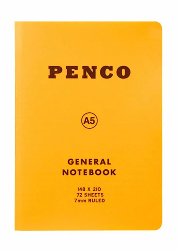 Yellow notebook with 'Penco' branding on a white background