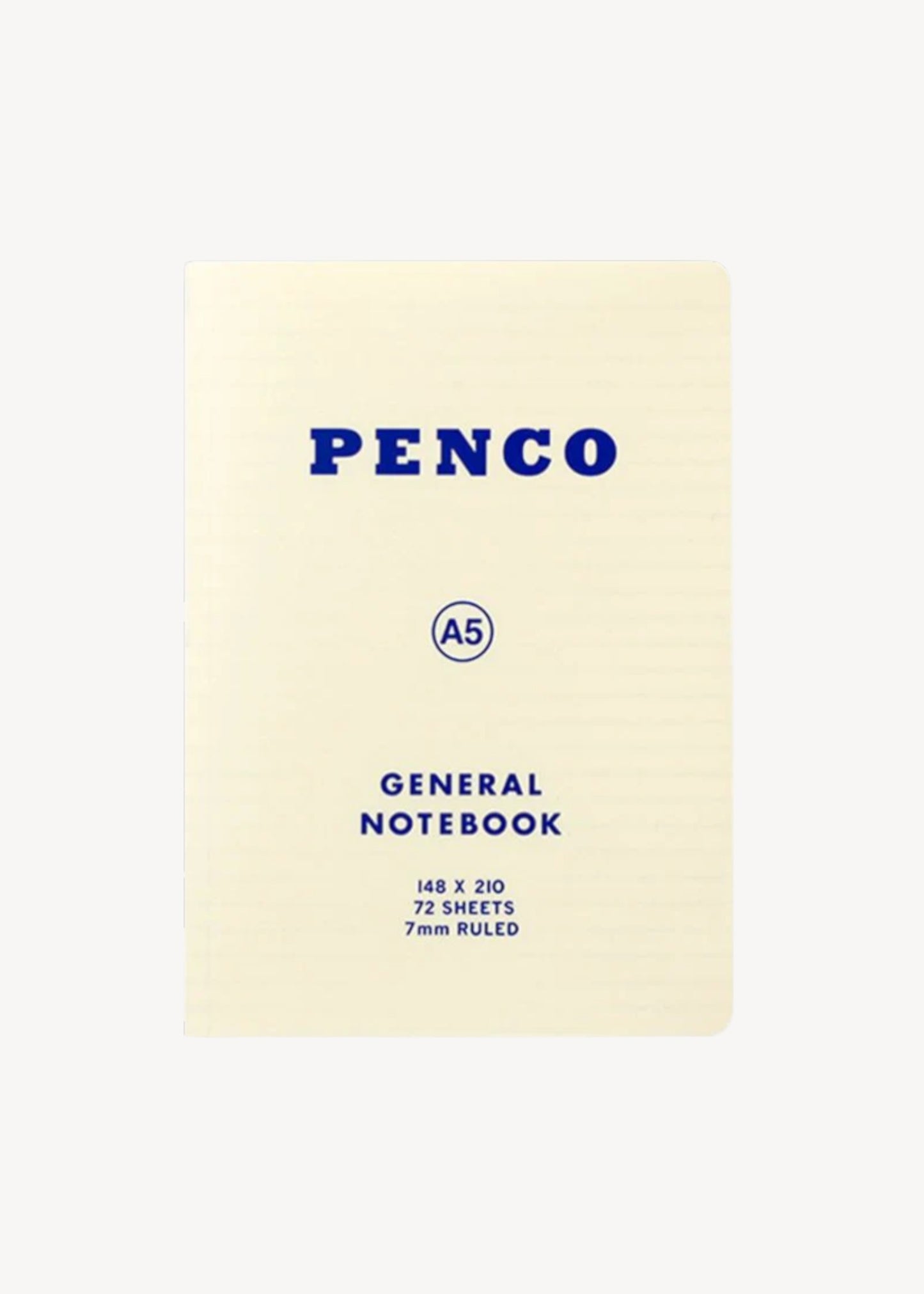Penco general notebook with blue text on a light yellow cover