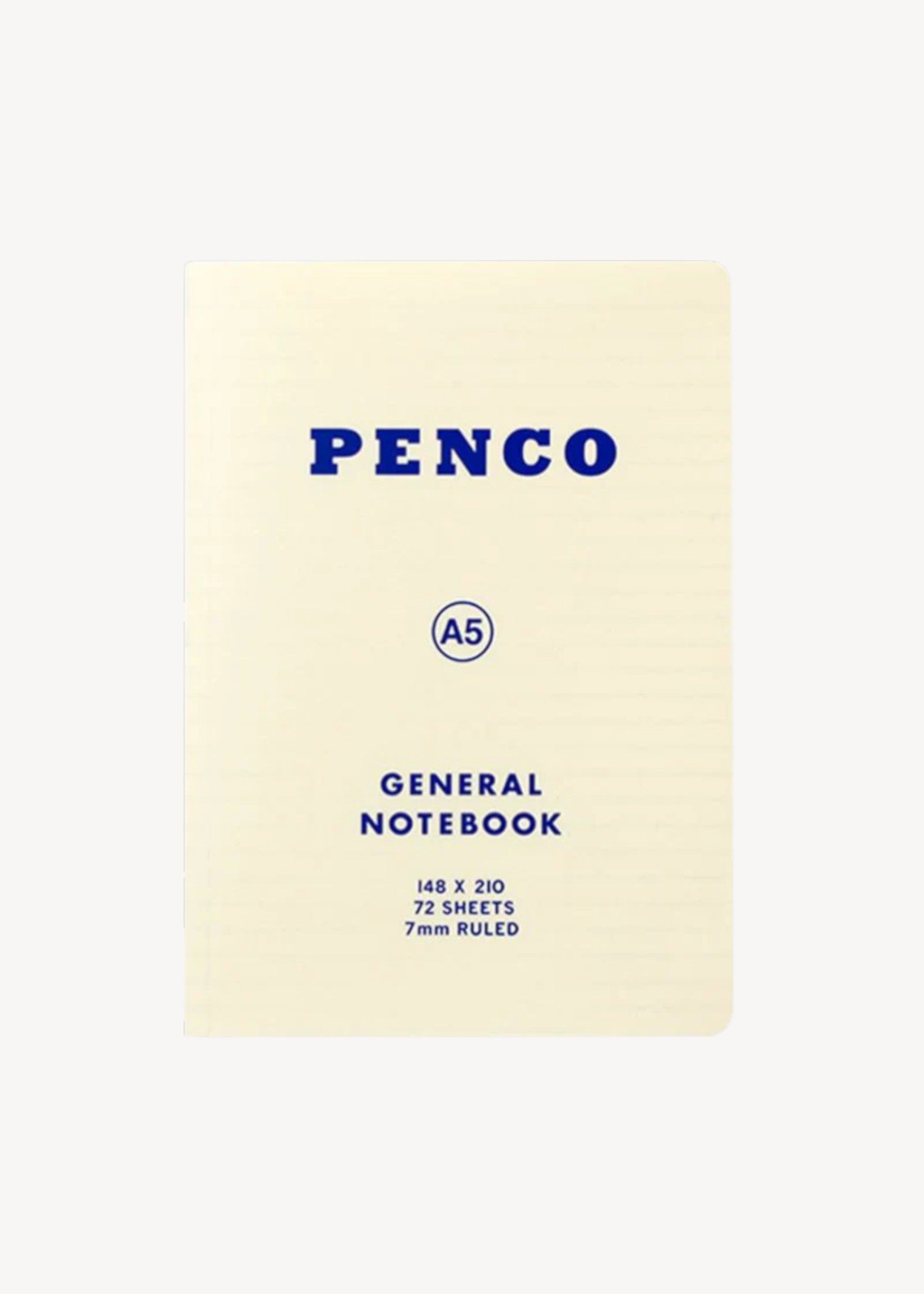 Penco general notebook with blue text on a light yellow cover
