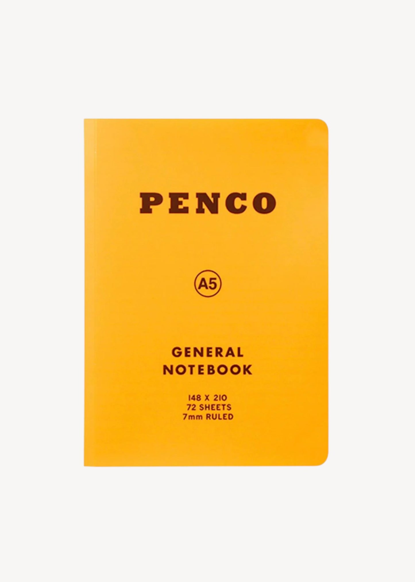 Yellow notebook with 'Penco' branding on a white background