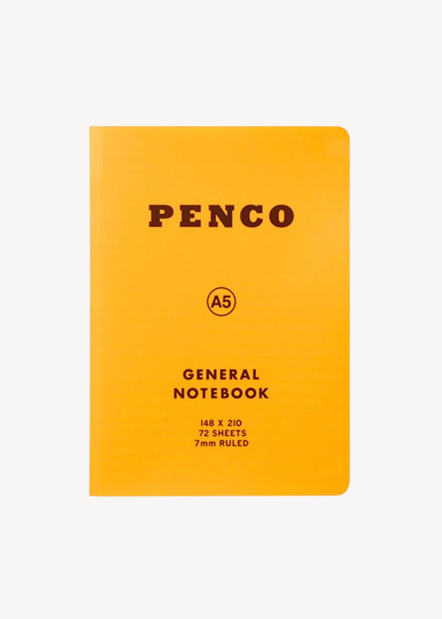 Yellow notebook with 'Penco' branding on a white background