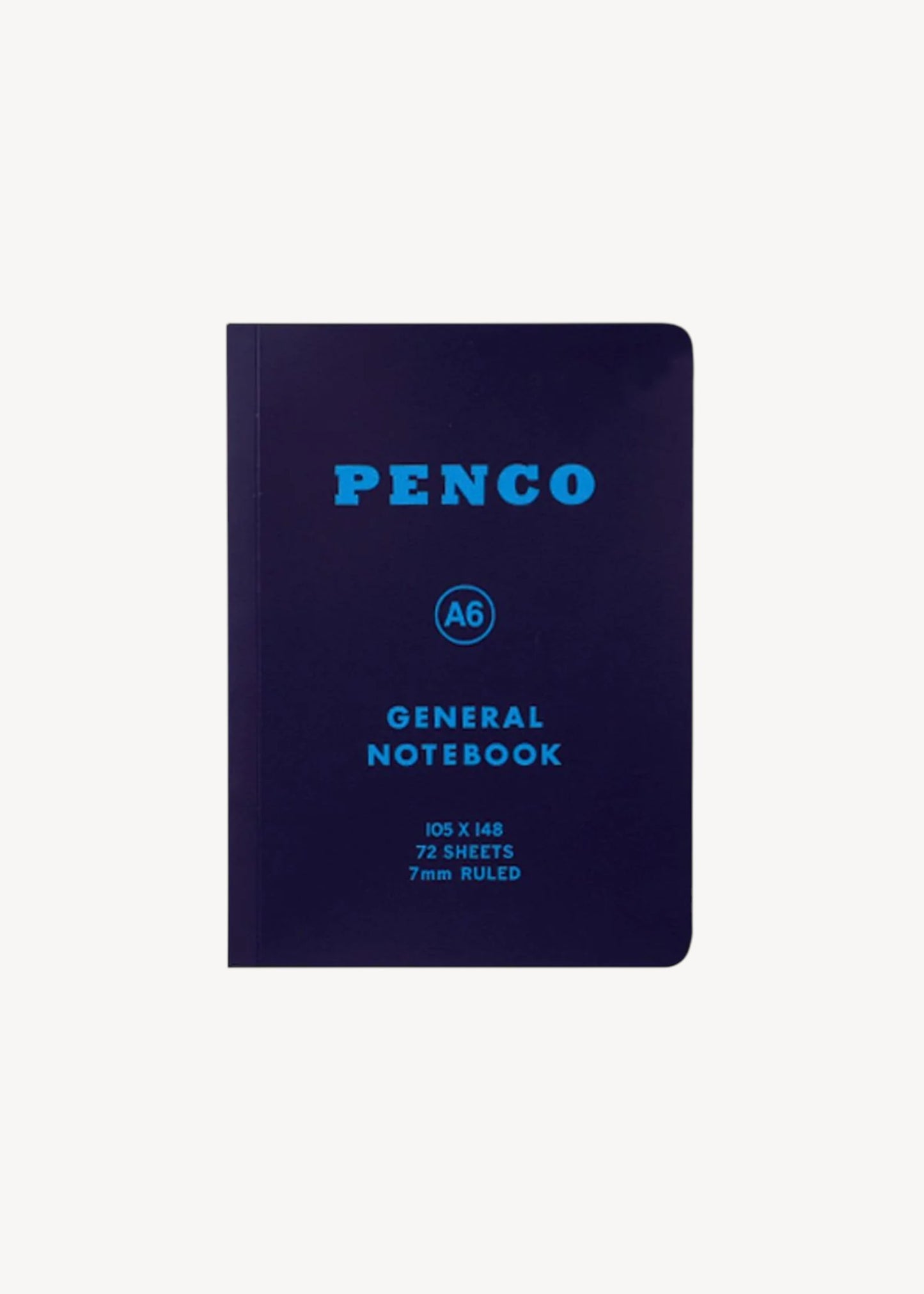Blue notebook with 'Penco' branding on a white background