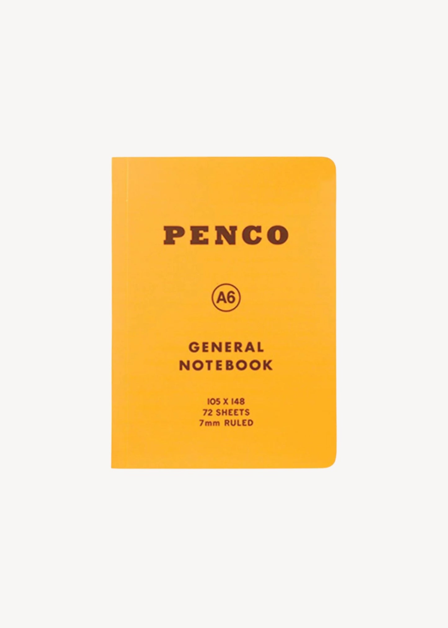 Yellow notebook with 'Penco' branding on a white background