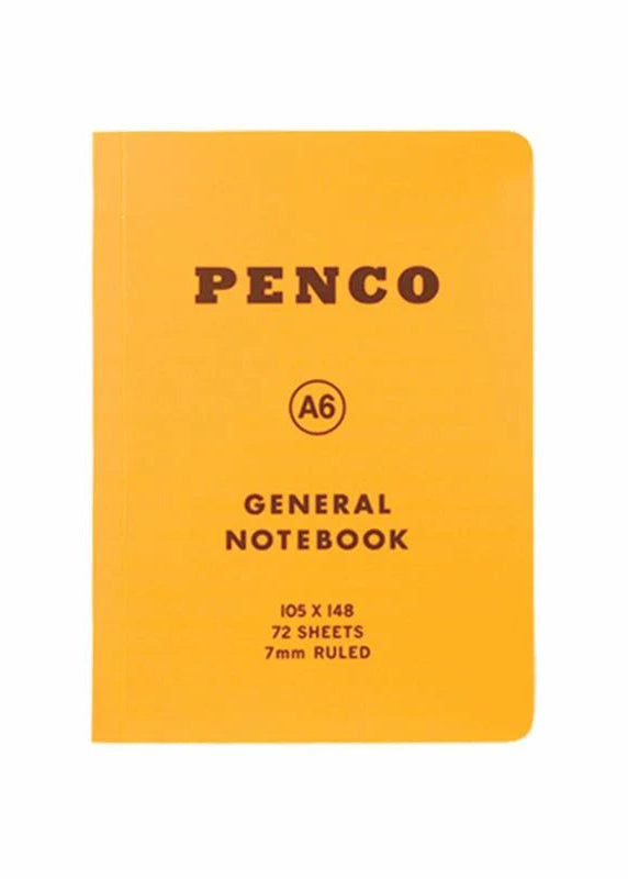 Yellow notebook with 'Penco' branding on a white background