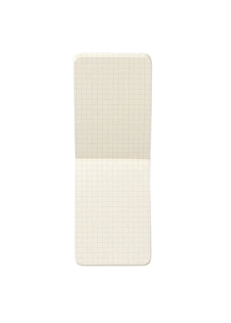 Open gridded notebook on a white background