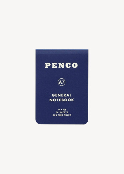 Blue notebook with 'Penco' branding on a white background