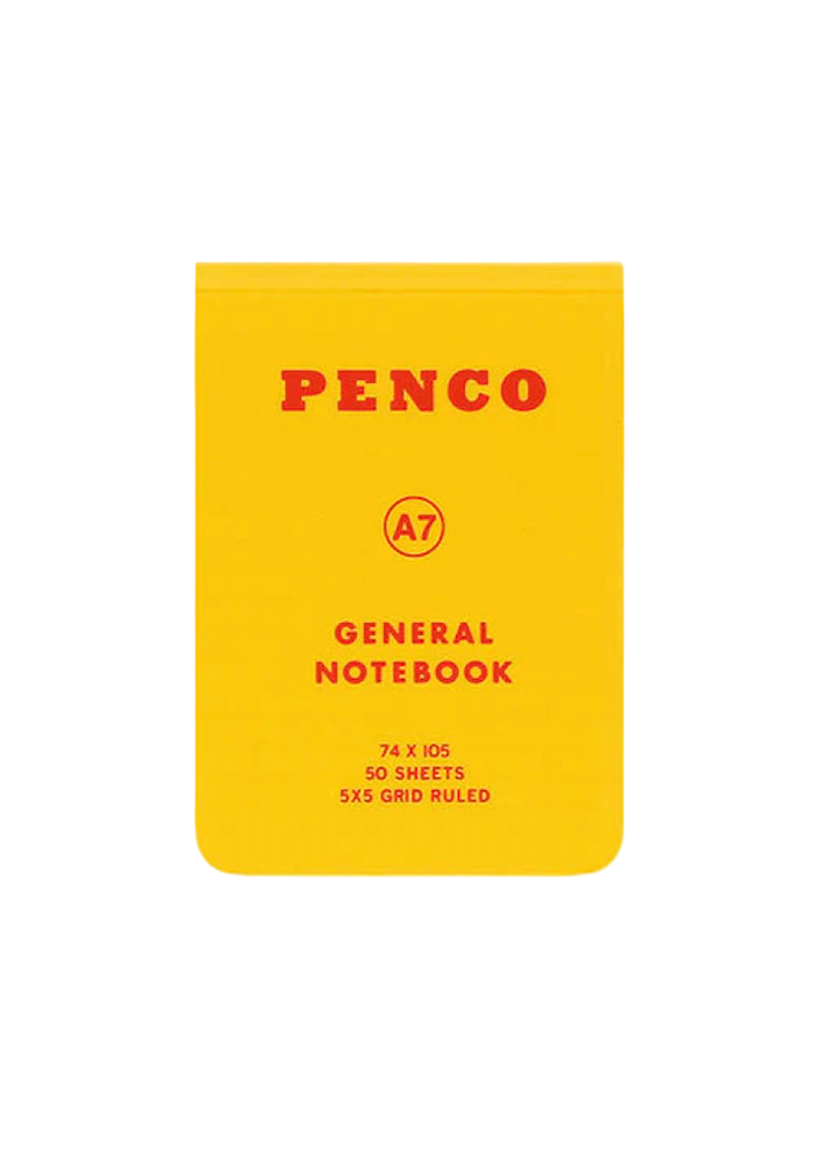 Yellow notebook with 'Penco' branding on a white background