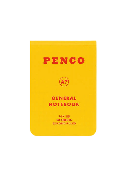 Yellow notebook with 'Penco' branding on a white background