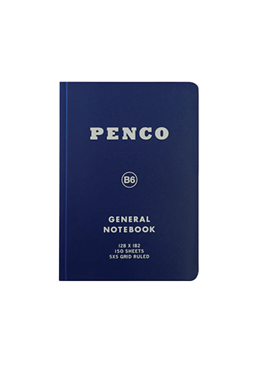 Navy blue notebook with 'PENCO' branding on a gray background