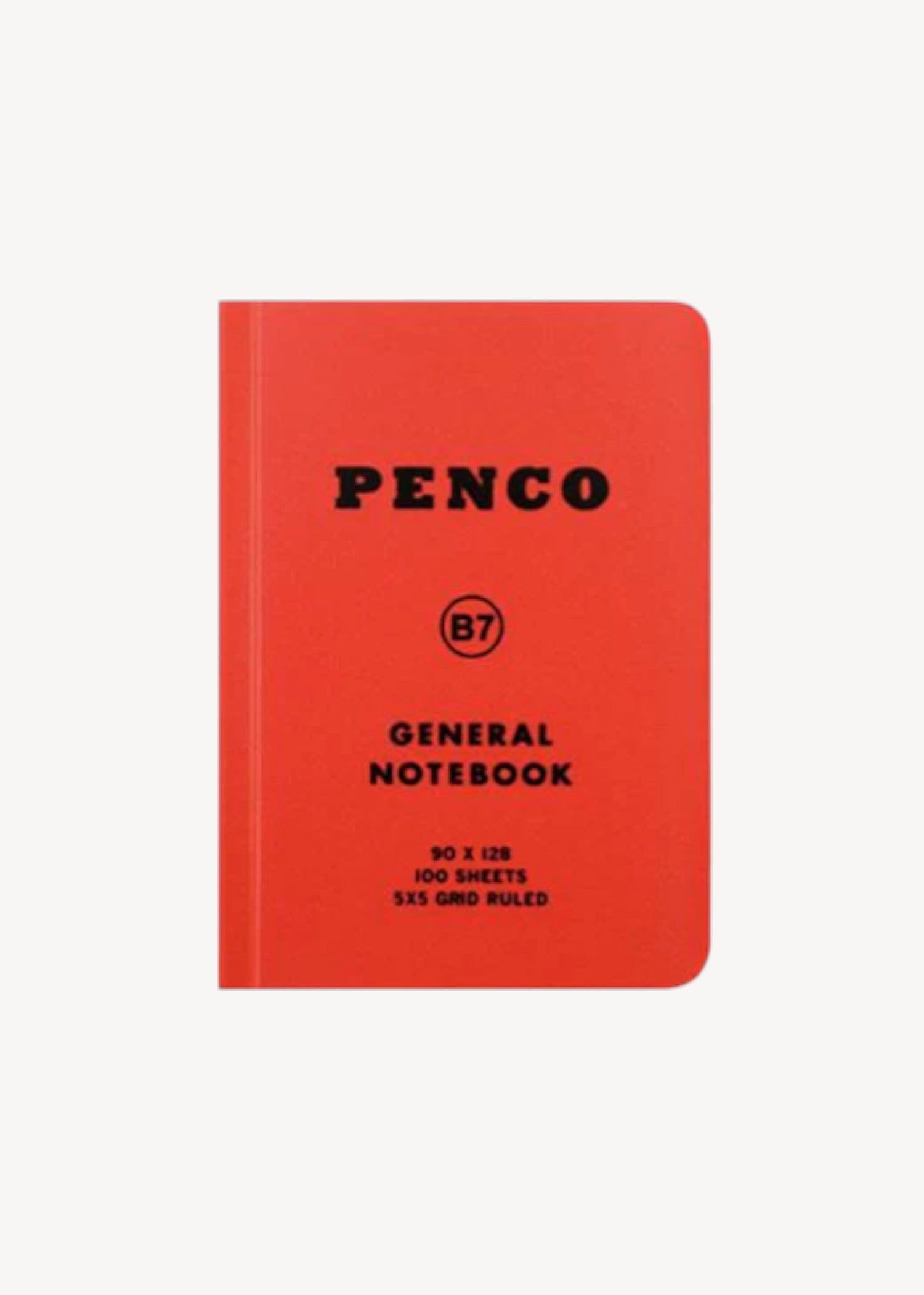 Red notebook with 'Penco' branding on a white background
