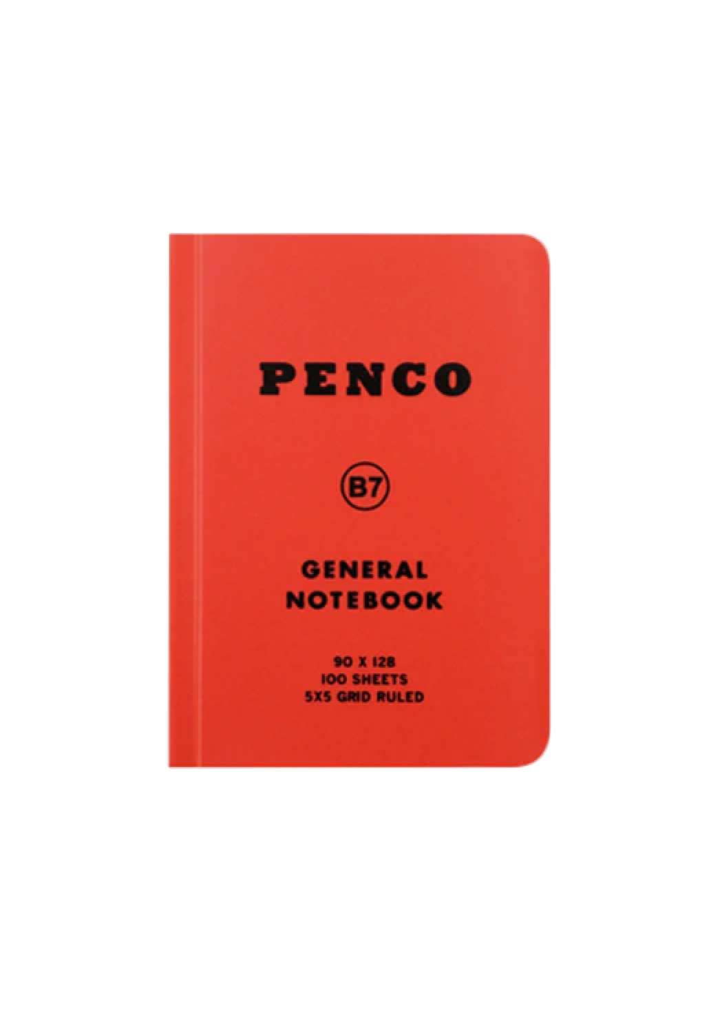 Red notebook with 'Penco' branding on a white background