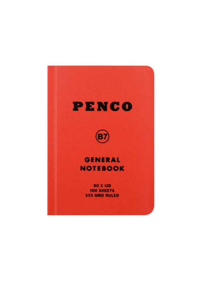 Red notebook with 'Penco' branding on a white background