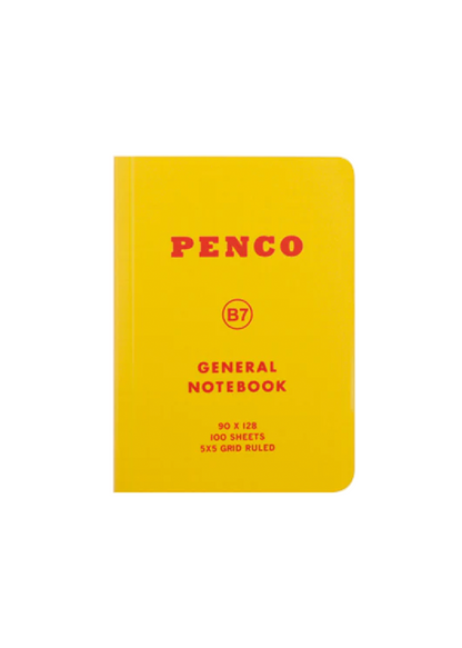 Yellow notebook with 'Penco' branding on a white background