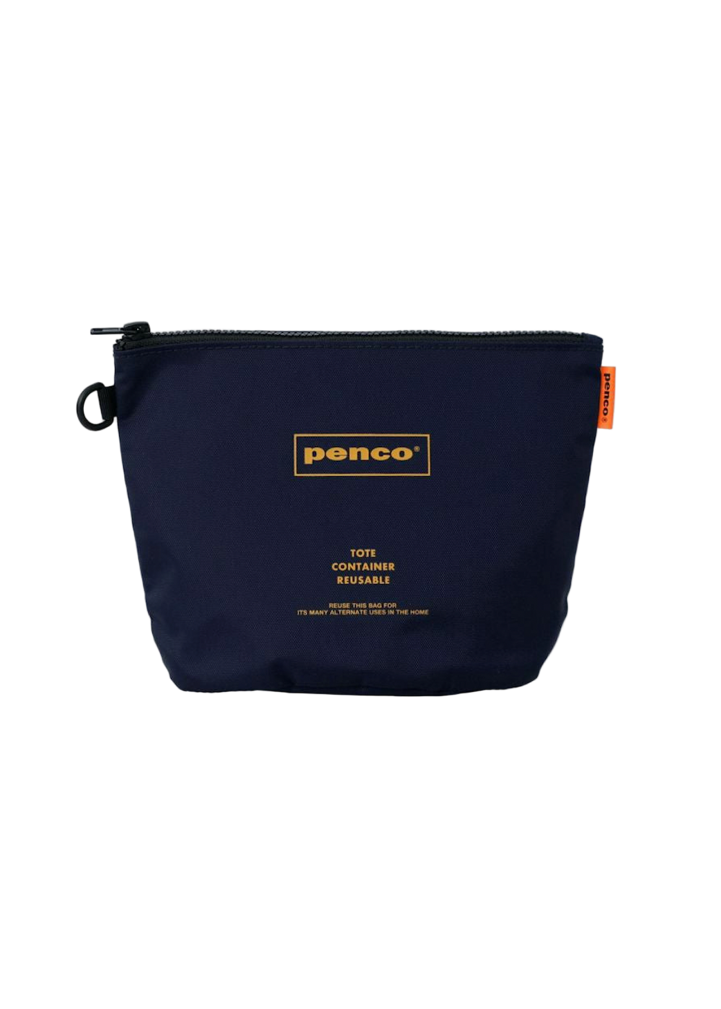 Navy blue pouch with 'penco' branding on a white background
