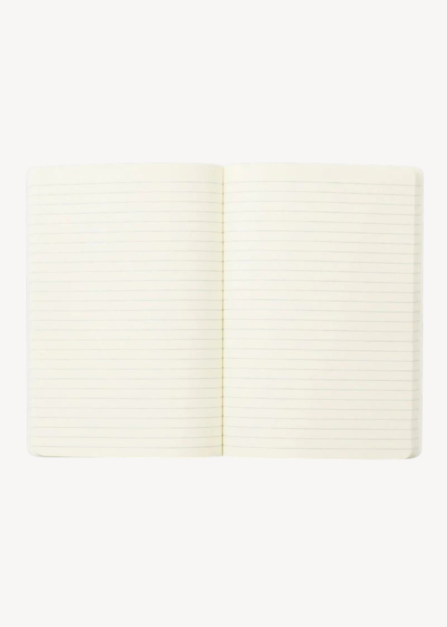 White lined notebook pages on a white background
