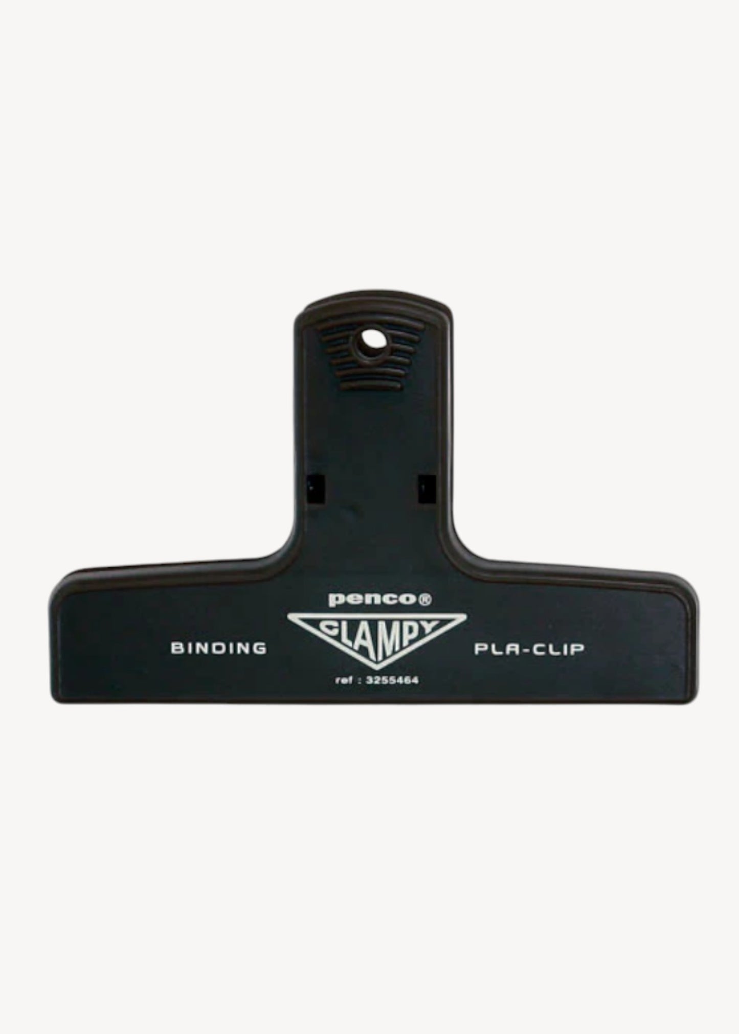 Black binding clip with 'Glampy' branding on a white background