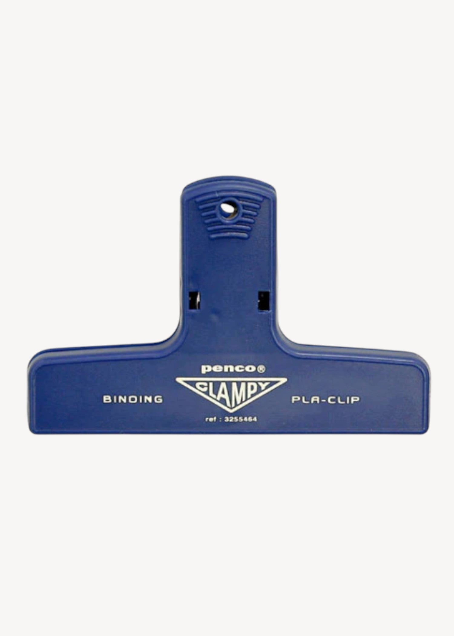 Navy blue binding clip with 'Penco' branding on a white background