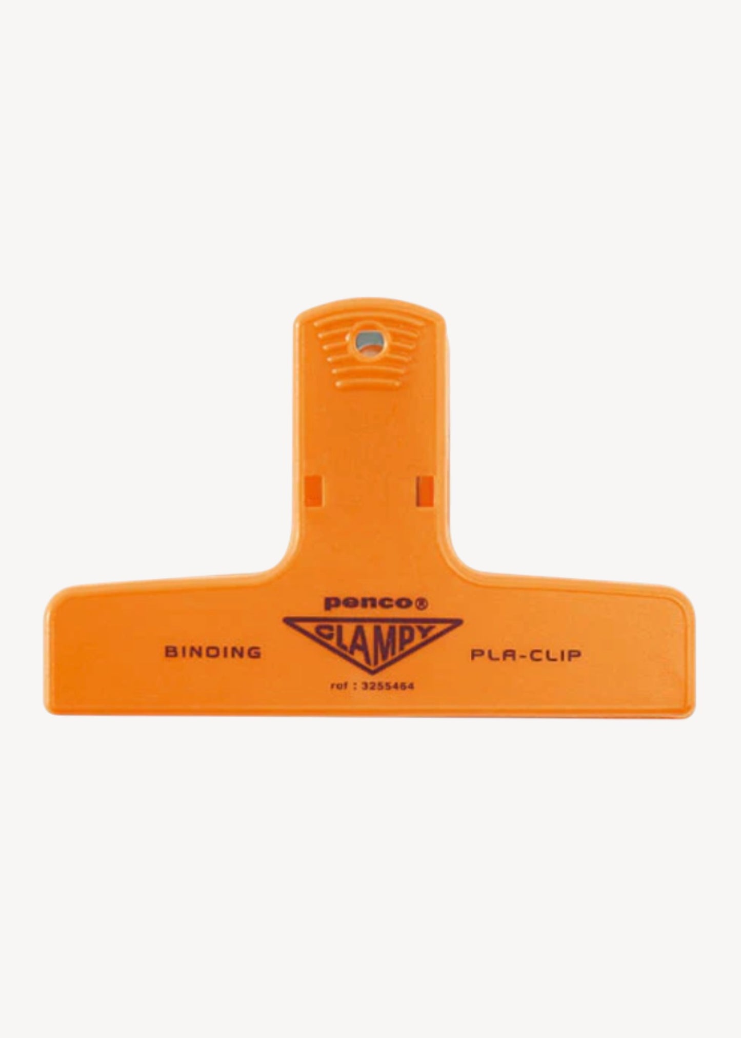 Orange binding clip with 'Penco' branding on a white background
