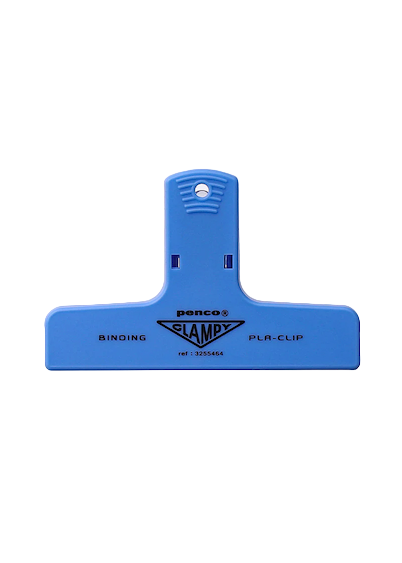 Blue plastic clip on a white background