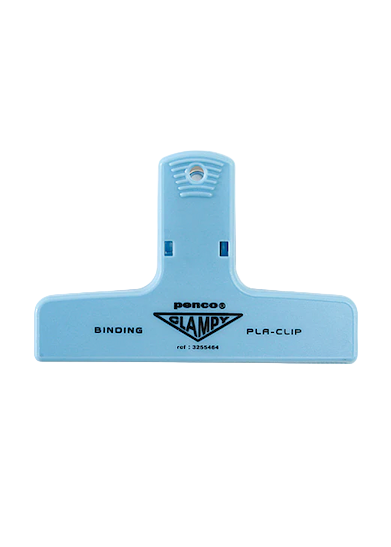 Blue plastic clip on a white background