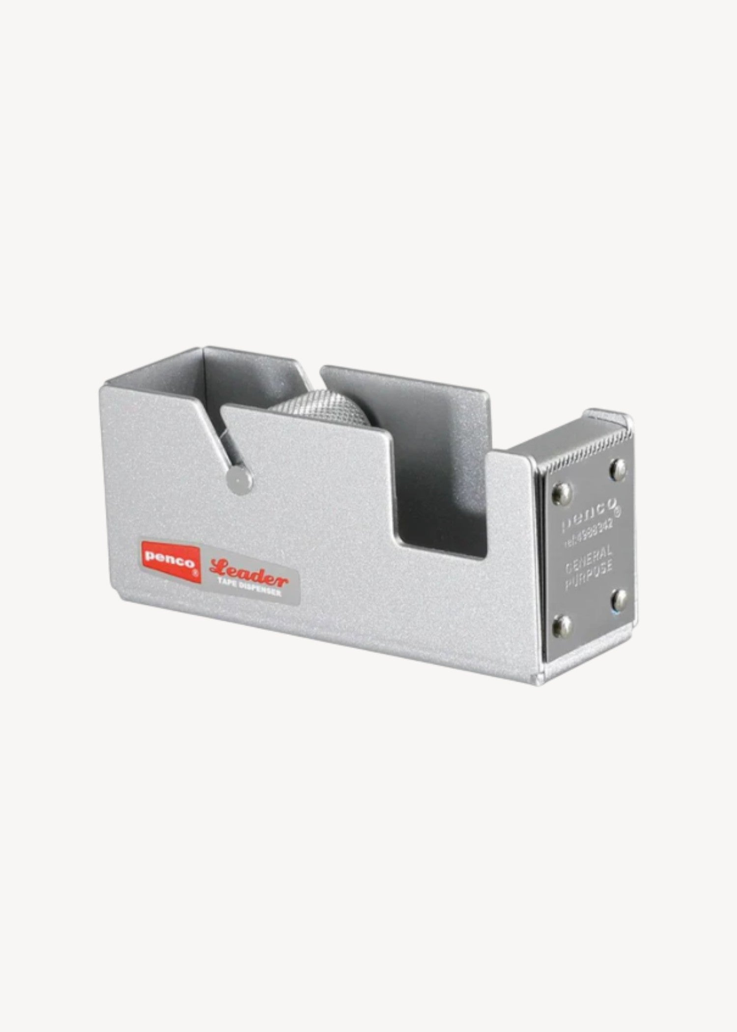 Metal tape dispenser with logo on a white background