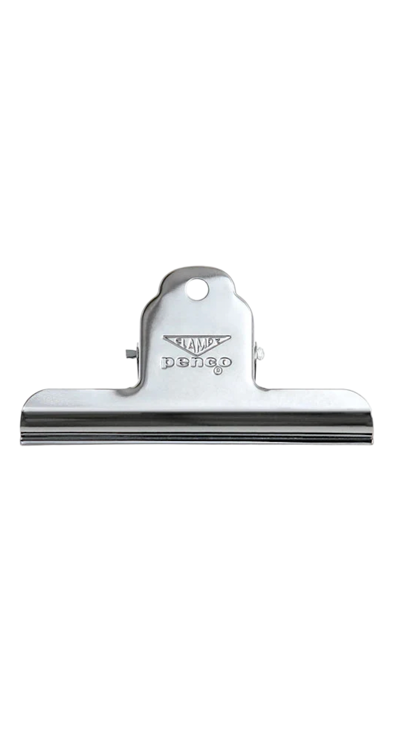 Metal squeegee with brand logo on a white background